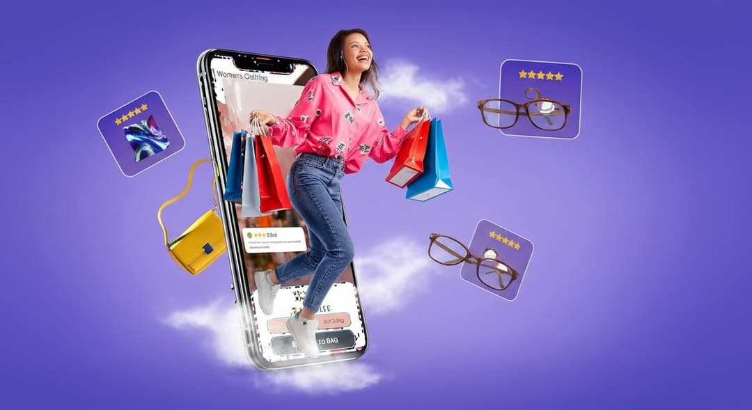 Happy couple shopping online